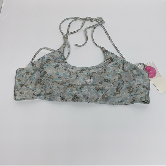 NEW Raisin's Women's Junior Size XL Blue/Gray Camo Strappy Back Swimsuit Top NWT - Picture 3 of 8